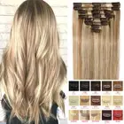 CLEARANCE 100% Human Hair Extensions Clip In Weft Remy Hair Extensions Full Head