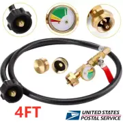 4FT Propane Refill Adapter Hose QCC1 Gauge Shutoff Valve For 1 LB Propane Tank