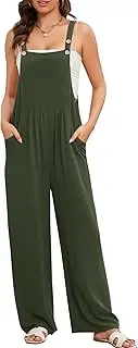 [Flygo] Overalls for Women Cotton Linen Bib Overalls Loose Fit Wide Leg Jumpsuits Casual 2024 Summer Rompers