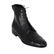 Customised Mens Fashion Black Ankle Leather Boot,Mens Black Soldier leather Boot