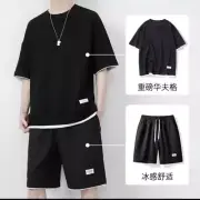 Men's Waffle Shorts Short Sleeve Sports Casual Suit Two-piece Short Sleeve Sets