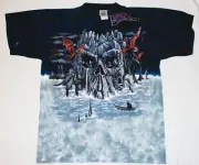 Dragon Swarm Skull Island Skeletons Fantasy LG T-Shirt Liquid Blue 2004 UNWORN R