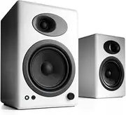 Audioengine A5+ Desktop Speakers - 150W Classic Powered Stereo Monitor Bookshelf Speakers - Home Music System 24-Bit Dac - Remote Control - Cables Included - Wired (White)