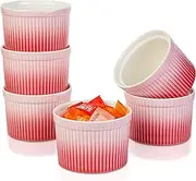 240ml Porcelain Ramekins, Candiicap Souffle Dishes Bowls for Baking, Pudding, Creme Brulee, Custard Cups, Serving Dip, Oven, Microwave and Dishwasher Safe (240ml,Sakura Pink)