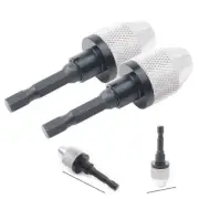 1/4'' Hex Shank Keyless Drill Bit Chuck Adapter Converter Quick Change 1.2-7.0mm