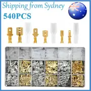 540PCS Assorted Insulated Electrical Wire Terminal Crimp Connectors Kit Spade AU
