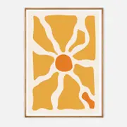 Galrie Vibrant Abstract Sunburst Geometric Art Print for Modern Home Decor, Wood Frame, A0 84 x 119cm (33 x 47inch)