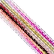 FASHEWELRY 10 Strands Pastel Color Crystal Glass Beads 3mm Faceted Round Transparent Spacer for Bracelet Necklace Jewelry Making