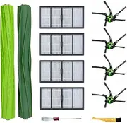 Replacement Parts Compatible with iRobot Roomba s9 (9150) s9+ s9 Plus (9550)-s Series Vacuum Cleaner Replenishment Kit (4 Filters, 4 Side Brushes, 1 Set of Multi-Surface Rubber Brushes)