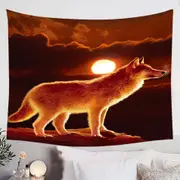 Wildlife Art Sunset Wolf Tapestry