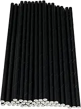 50Pcs Paper Drinking Straws, Biodegradable Paper Straws for Drinking Cocktail, Coffee, Cold Drinks (Black)