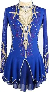 [Zagitova] Figure Skating Dress for Girls Patchwork Breathable Women Printing Competition Dance Outfits with Rhinestone