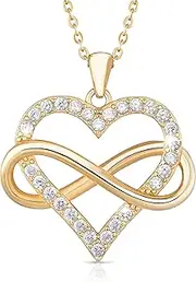 Sash & Soph Infinity Heart Necklace for Women. 925 Sterling Silver Heart Necklace for Girlfriend, Love Heart Pendant on 18' Chain with 2' Extender (Rose Gold or Gold Plated)