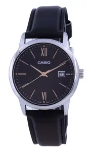 Casio Black Dial Analog Leather Strap Quartz Spalsh Proof MTPV002L1B3 Mens Watch