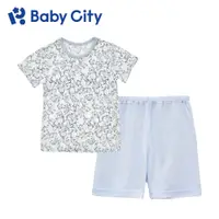 在飛比找PChome24h購物優惠-【Baby City 娃娃城】天絲萊賽爾短袖套裝/塗鴉藍