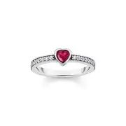 Thomas Sabo THOMAS SABO Solitaire Ring with Red Heart-Shaped Stone