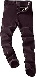 Men's Corduroy Pants Straight Leg Slim Fit Stretchy Athletic Pants Lightweight Solid Casual Trousers with Pockets