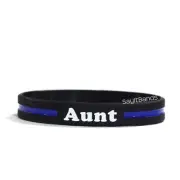 1 Aunt Thin Blue Line Wristband - High Quality Debossed Color Filled Bracelet