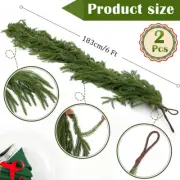 2pcs 6FT Artificial Pine Garland Greenery Pine Decoration Ornament Party Home AU