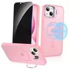 for iPhone 13 / iPhone 14 Case with Privacy Screen Protector, Built-in Pink