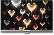 [VFMKT] Slim Metal Business Card Holder Portable Business Card Case Pocket Name Card Holder Glowing Love Wallet for Men Women Office Travel, style, One Size