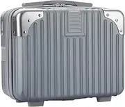 Portable Hard Shell Cosmetic Travel Case, Small Travel Hand Luggage with Elastic Band, Mini ABS Carrying Makeup Case Fashion Suitcase, Silver