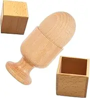 BCOATH 2 Sets Wooden Hand Eye Coordination Egg and Egg Cup with Box Square Blocks Educational Sensory for Present for Creative Play and Imagination Development
