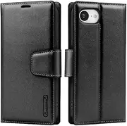 ZUSLAB for iPhone 16e Case, Hanman Leather Wallet Card Holder Cover for Apple (2025) - Black