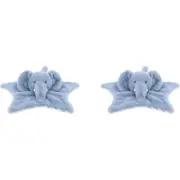 2x Keeleco Baby 32cm Elephant Blanket Animal Stuffed Plush Kids Toy Blue 0m+