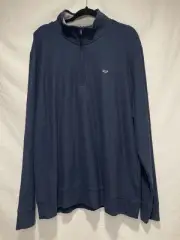 Vineyard Vines Reverse Oxford Pique 1/4 Zip Pullover Mens XL Navy Pima Cotton