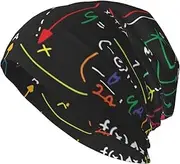 [ZaKhs] Math Quiz Print Beanie Hat Winter Warm Knit Hat Soft Skull Cap for Women Men Black, Black, One Size