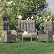 Outdoor Dining Set 5 Piece Table and Chairs with Cushions Poly Rattan vidaXL