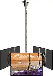 Triple Sided Ceiling TV Mount - Tv Wall Mount, 360° Rotating TV Frame, 3 Flat/Curved Screen Bracket, Telescopic Height Adjustment TV Lift, TV Screen Adjustable 15° Up and Down