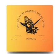 Praying Hands Clock - Bible Verse Square Wall Clock, Psalm 28:7 Wall Clock