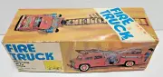 VINTAGE TIN FRICTION FIRE TRUCK W/SIREN & BELLS ***NEW IN BOX***
