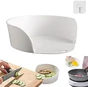 Food Prep Bowls for Cutting Board, Food Prep Bowls Slide Under Cutting Board, Party Home Use Restaurant Plate, Convenient Chopping Side Dish Plate (White,1pcs)