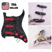 Prewired-Loaded SSS Pickguard Ceramic Pickups For Strat Black Pearl&Red