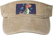 [RLDOBOFE] Sun Visor Hat Adjustable Empty Top Baseball Cap Cartoon dinosaur in space Sun Hats for Women Men Sports Hats Summer Beach Cap