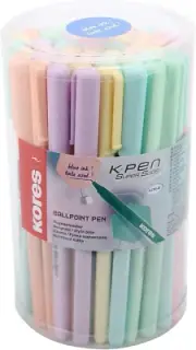 - K0R-M: Ballpoint Pens in Pastel Colours, 1 Mm Medium Point Biro with Blue Semi