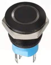 Apem PUSH BUTTON SWITCH 19.2mm 1A 2-Pole Momentary DPDT, Panel Mount BLACK