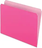 Pendaflex 152PIN Colored File Folders, Straight Cut, Top Tab, Letter, Pink/Light Pink, Box of 100