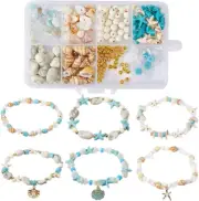 1 Box 280Pcs DIY 6 Sets Ocean Bracelet Making Kit Starfish Turtle Bead Shell Bea