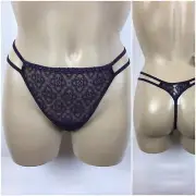 Natori Purple Sheer Lace Casablanca Thong Panty S NEW