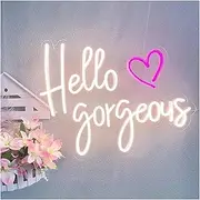 Hanging Art Neon Signs Hello Beautiful Shape Neon Sign Wedding Birthday Party Holiday Decorative Lamp Wall Bedroom Kid's Room Decor Neon Night Light (Size : Gorgeous-Warm)