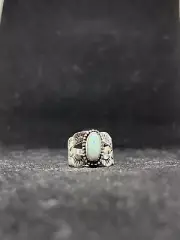 Native American Navajo white fire opal Sterling Silver Ring Size 6