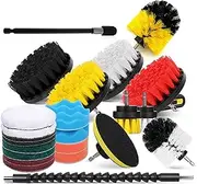 23 PCS Drill Brush Attachments Set Includes Scrub Pads S ES Different-Sized Brushes Power Scrubber Brushes with Extend Rod Universal Rod Versatile for Household Bathroom Kitchen Tub Multicolor 23 PCS