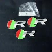 R Silver Chrome Green Metal Grille Emblem + 2x Sticker Badge Decal Racing Engine (for: Jaguar)