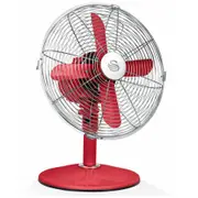 Swan 30cm Retro Desk 3 Speed Summer Cooling Adjustable Air Oscillating Fan Red