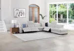 LUCIANO Leather Corner Lounge with 3 Inbuilt Electric Recliners and Right-Hand Facing Chaise