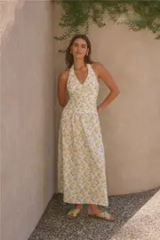 Limoncello Halter Maxi Dress Yellow